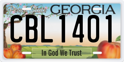 GA license plate CBL1401