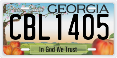 GA license plate CBL1405