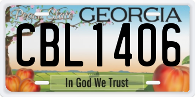 GA license plate CBL1406