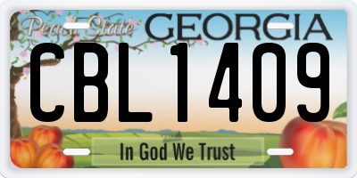 GA license plate CBL1409