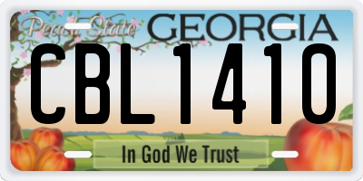 GA license plate CBL1410