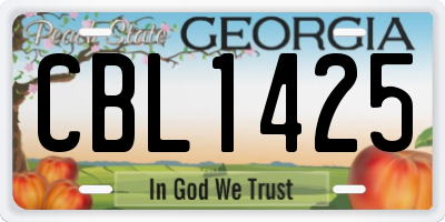GA license plate CBL1425