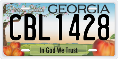 GA license plate CBL1428
