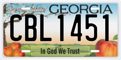 GA license plate CBL1451
