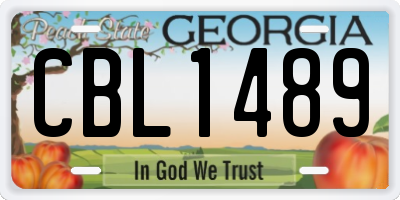 GA license plate CBL1489