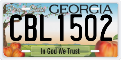 GA license plate CBL1502