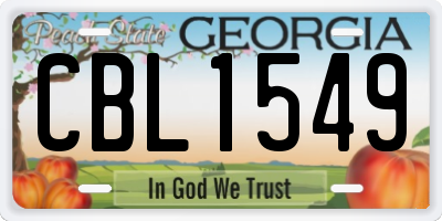 GA license plate CBL1549