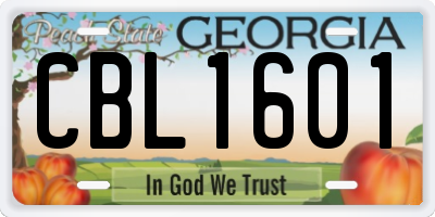 GA license plate CBL1601