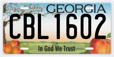 GA license plate CBL1602