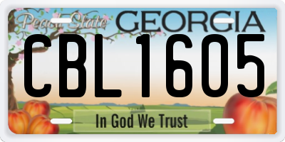 GA license plate CBL1605
