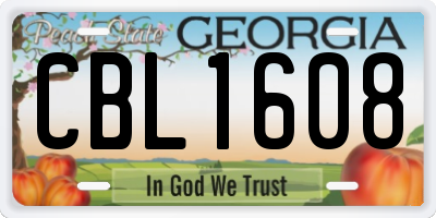 GA license plate CBL1608