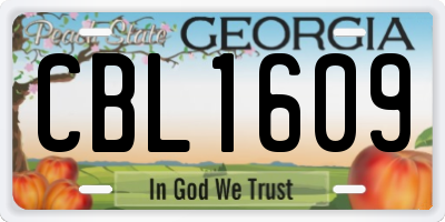 GA license plate CBL1609