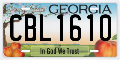 GA license plate CBL1610