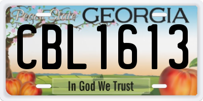 GA license plate CBL1613