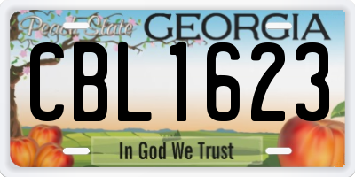 GA license plate CBL1623