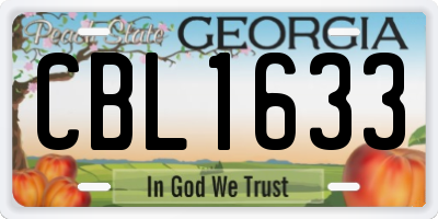 GA license plate CBL1633