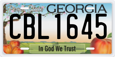 GA license plate CBL1645
