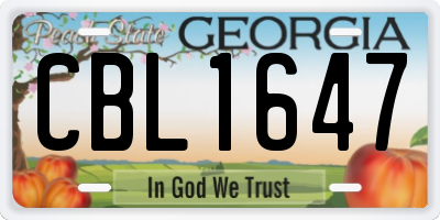 GA license plate CBL1647
