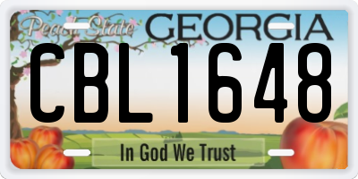 GA license plate CBL1648