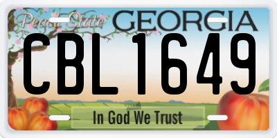 GA license plate CBL1649