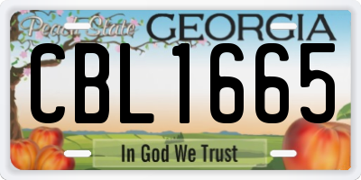 GA license plate CBL1665