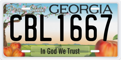 GA license plate CBL1667