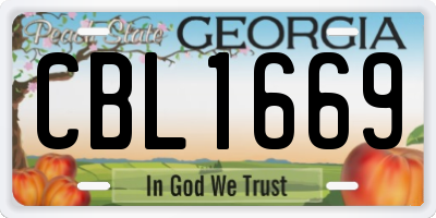 GA license plate CBL1669