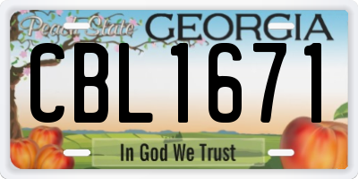 GA license plate CBL1671