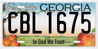 GA license plate CBL1675