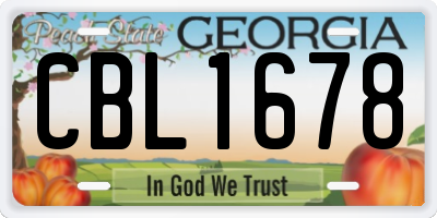 GA license plate CBL1678