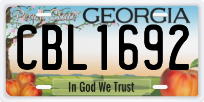 GA license plate CBL1692