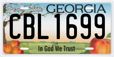 GA license plate CBL1699