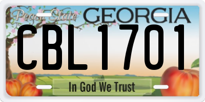 GA license plate CBL1701