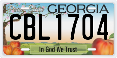 GA license plate CBL1704