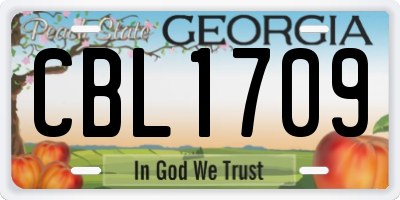 GA license plate CBL1709
