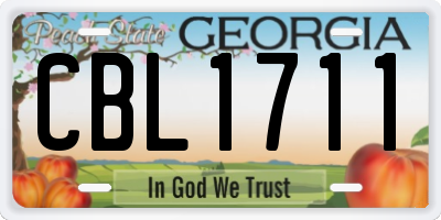 GA license plate CBL1711
