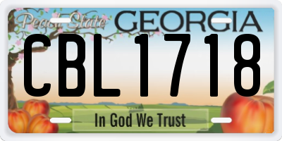 GA license plate CBL1718