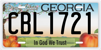 GA license plate CBL1721