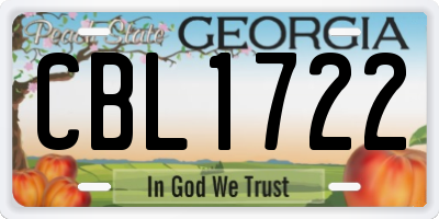 GA license plate CBL1722