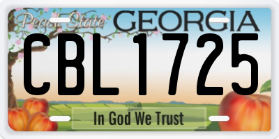 GA license plate CBL1725