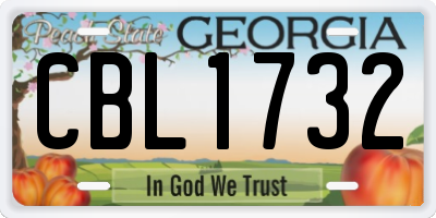 GA license plate CBL1732