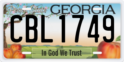 GA license plate CBL1749