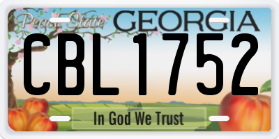 GA license plate CBL1752