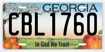 GA license plate CBL1760