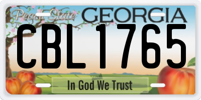 GA license plate CBL1765