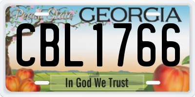 GA license plate CBL1766