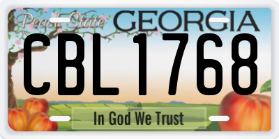 GA license plate CBL1768