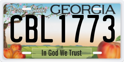 GA license plate CBL1773