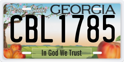 GA license plate CBL1785