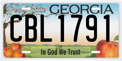 GA license plate CBL1791